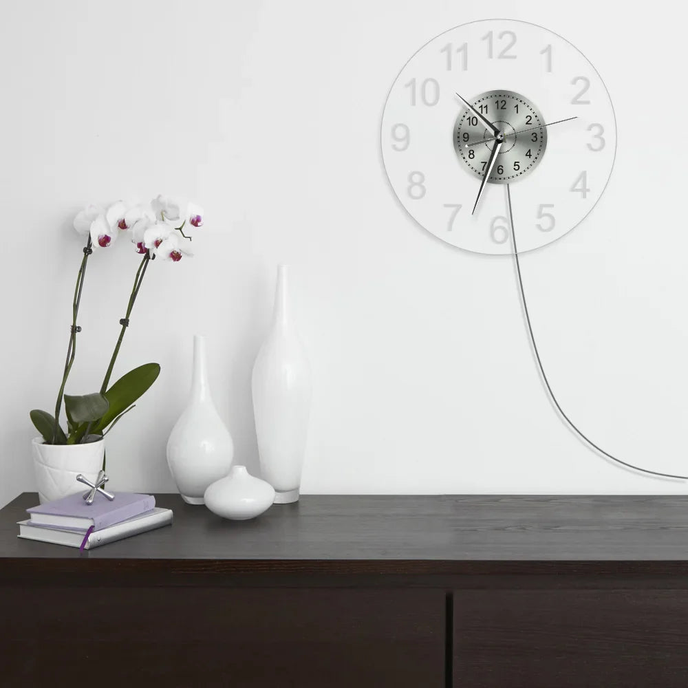 "Horloge Murale Transparente – Moderne et Aérien