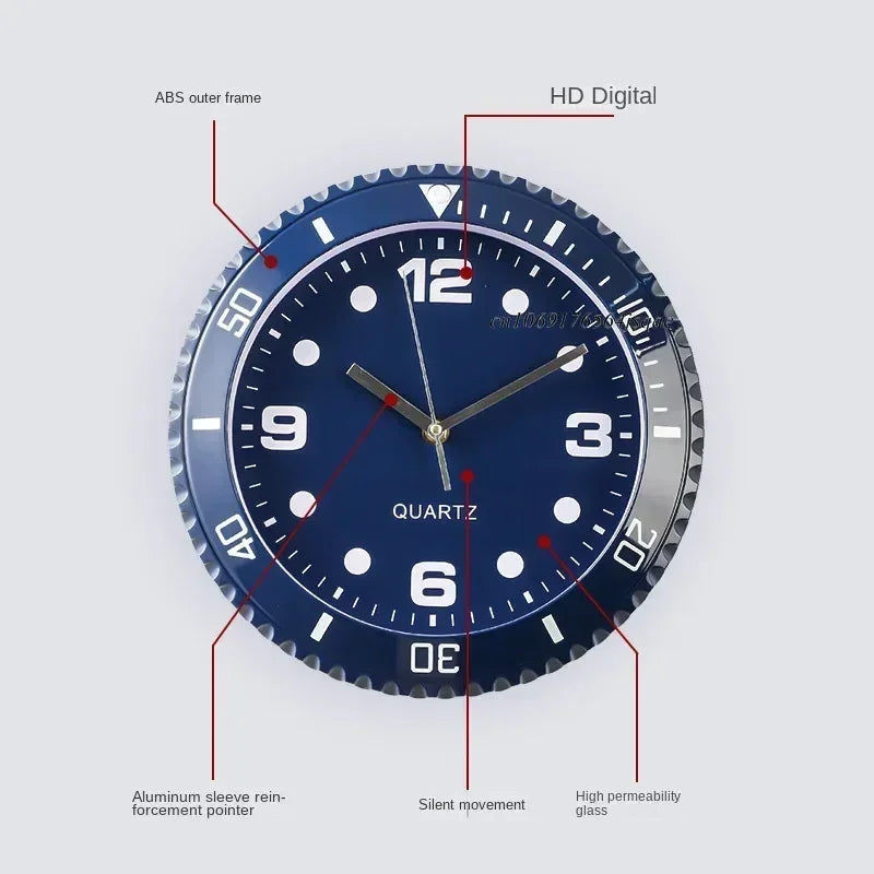 Horloge murale de luxe à quartz silencieuse