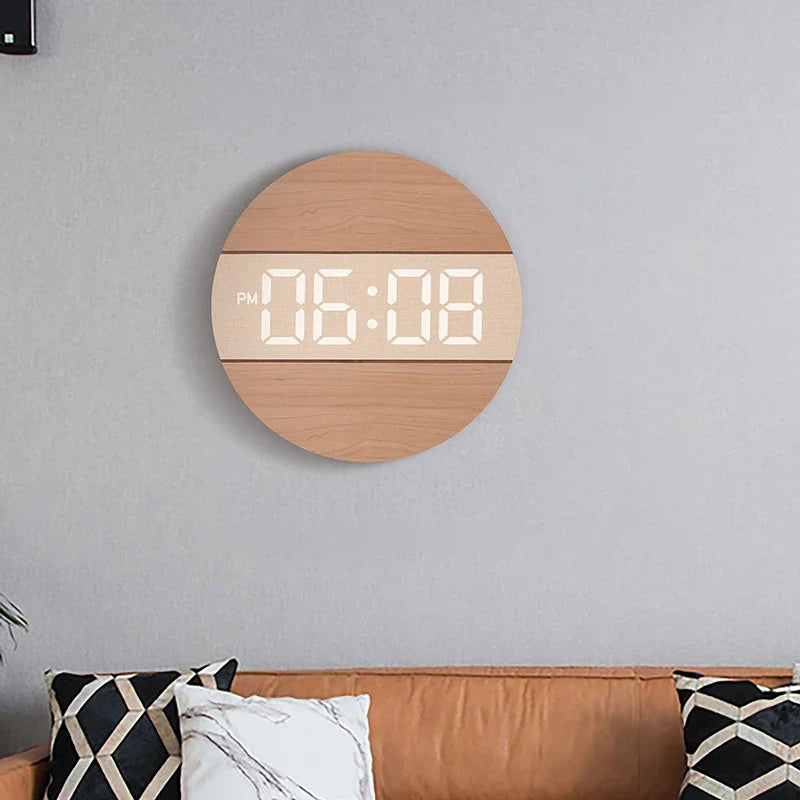 Horloge Murale LED en Bois – Alliance High-Tech et Nature