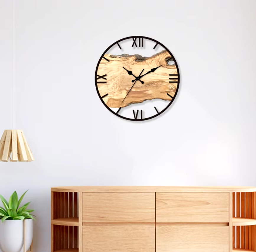 Horloge Murale Bois Massif – Élégance Rustique et Naturelle