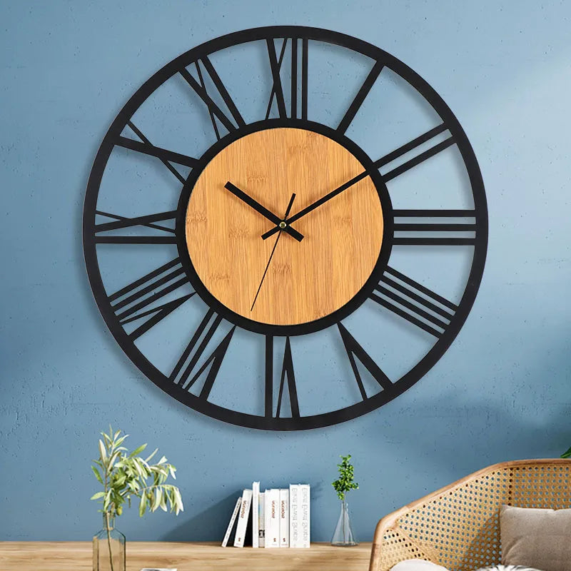 Horloge Murale Industrielle – Alliance Bois et Métal Vintage