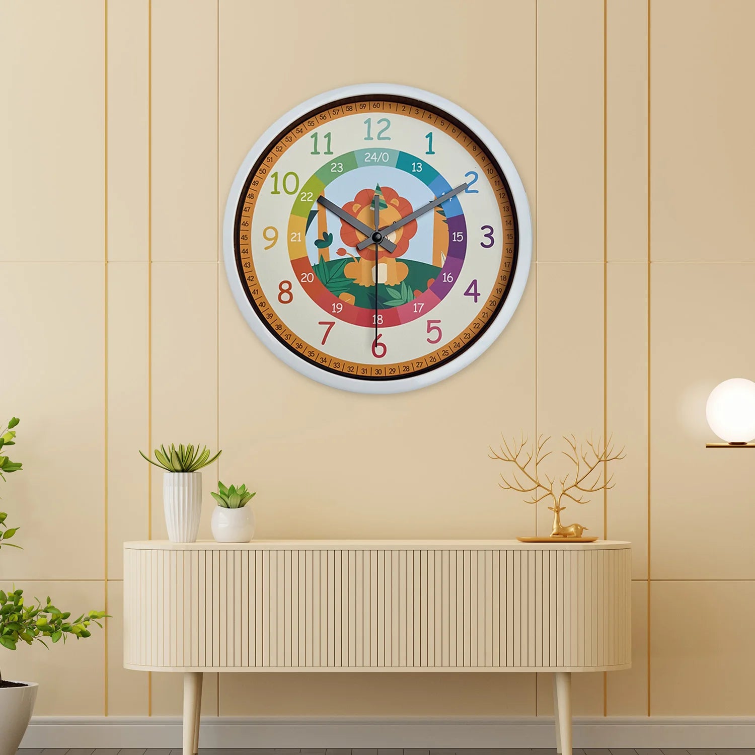 Horloge Murale Éducative Lion