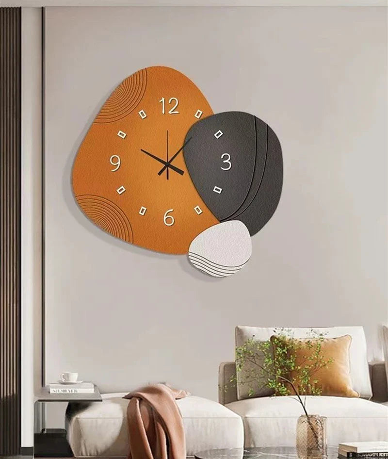 Horloge Murale Abstraite – Harmonie des Formes et Couleurs