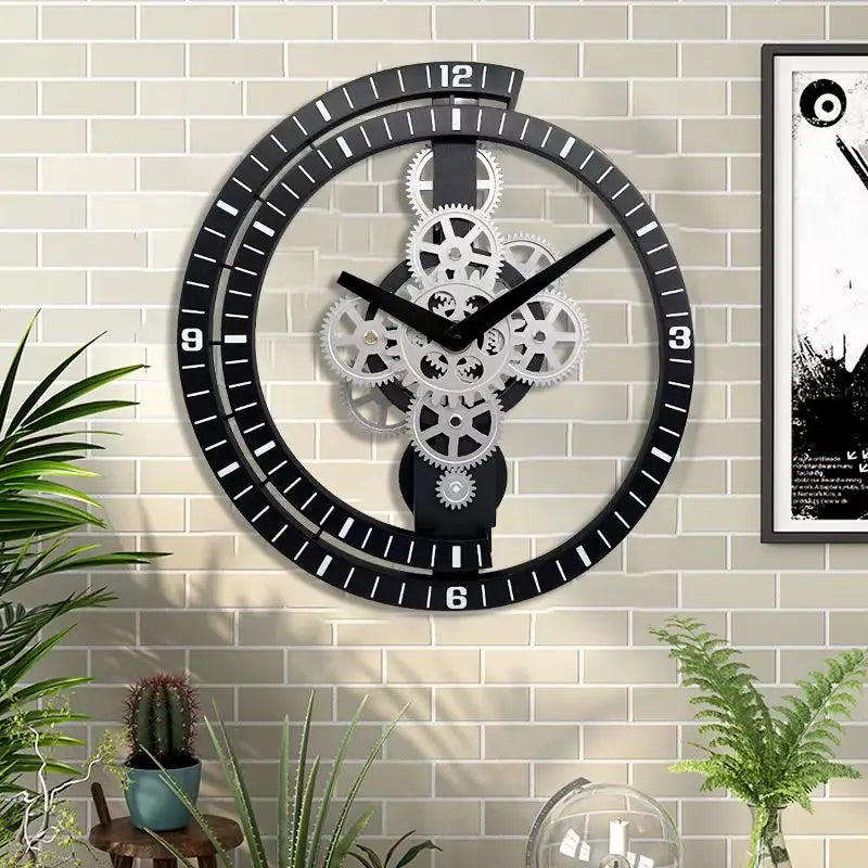 Horloge Murale Industrielle - Couleur Argenté, Doré ou Noir