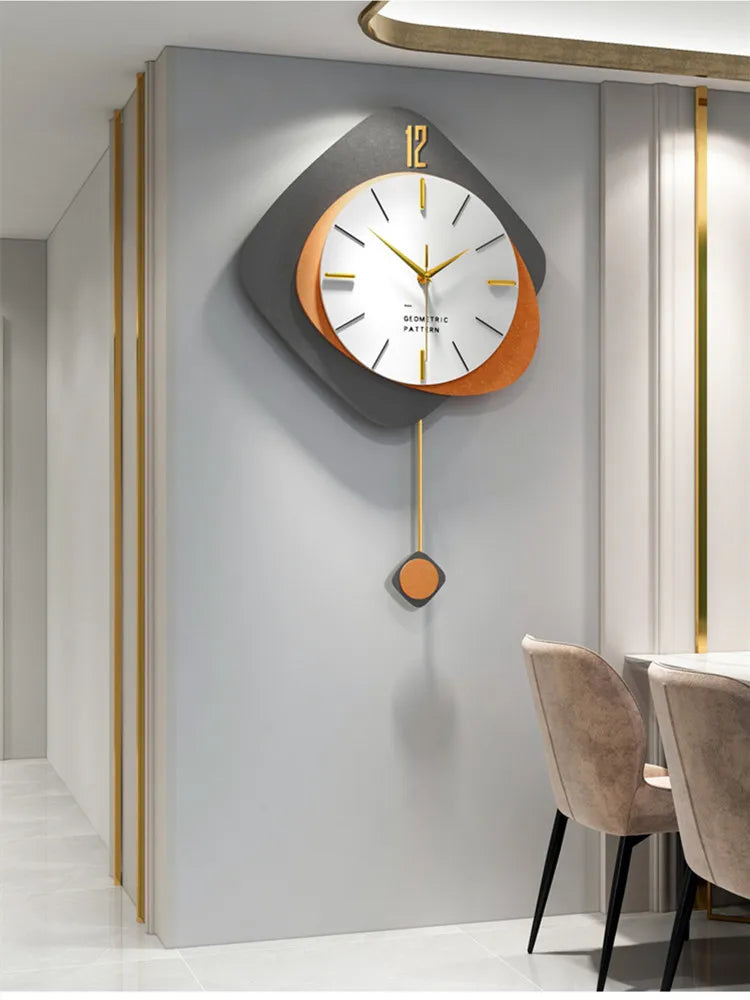 Horloge murale Design en bois et métal - Idéale pour salon et bureau