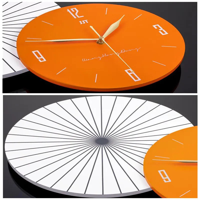 Horloge murale design grande en bois - Style contemporain pour salon