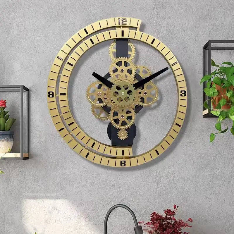 Horloge Murale Industrielle - Couleur Argenté, Doré ou Noir