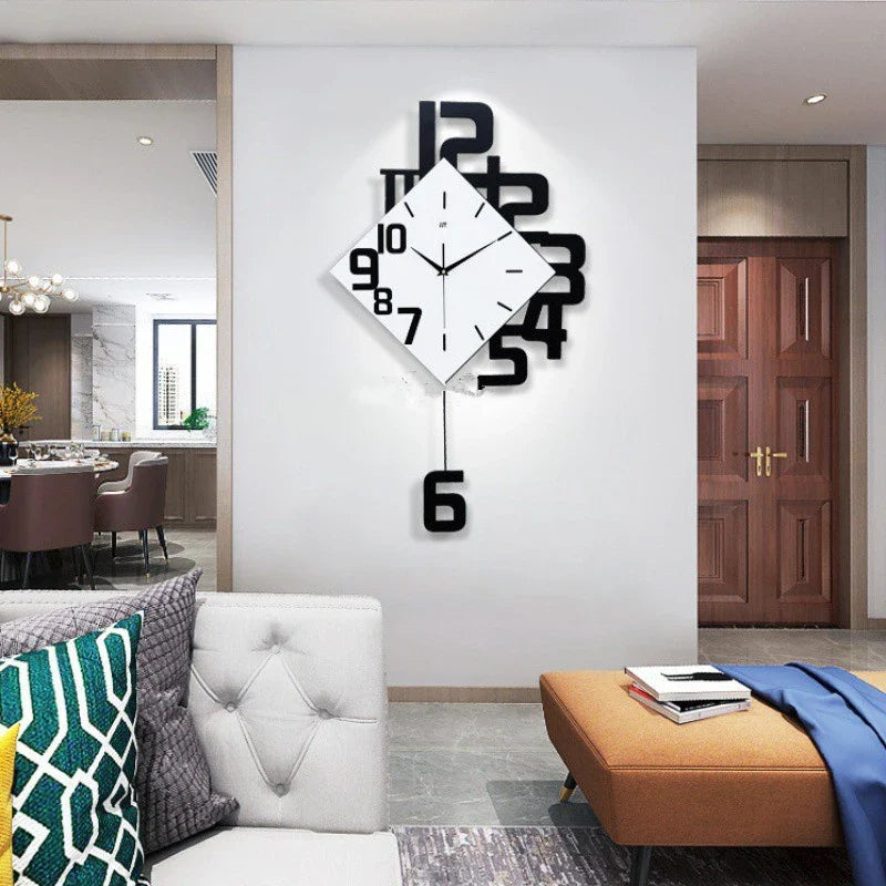 Horloge Murale Design Carré Noir et Blanc