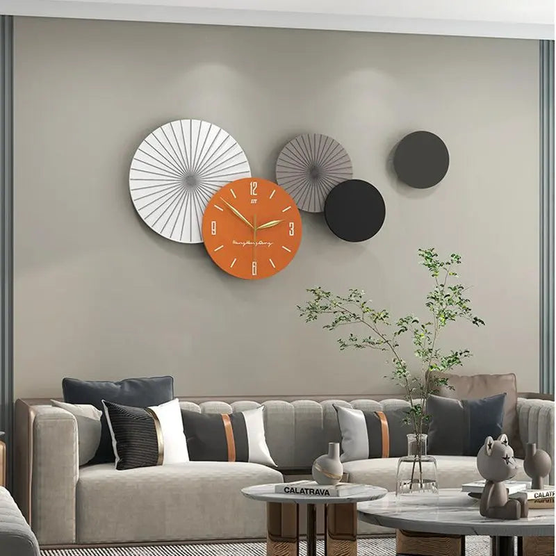 Horloge murale design grande en bois - Style contemporain pour salon