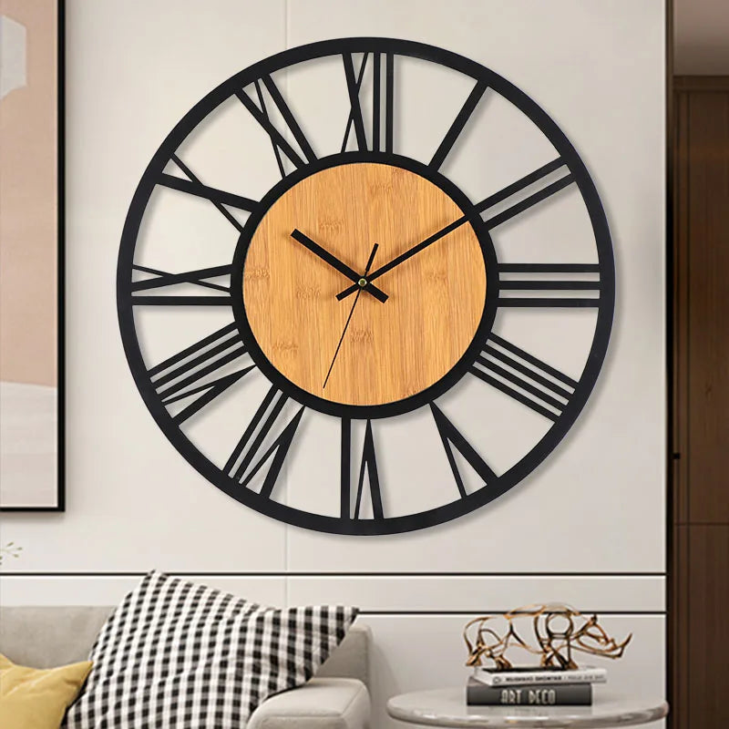 Horloge Murale Industrielle – Alliance Bois et Métal Vintage