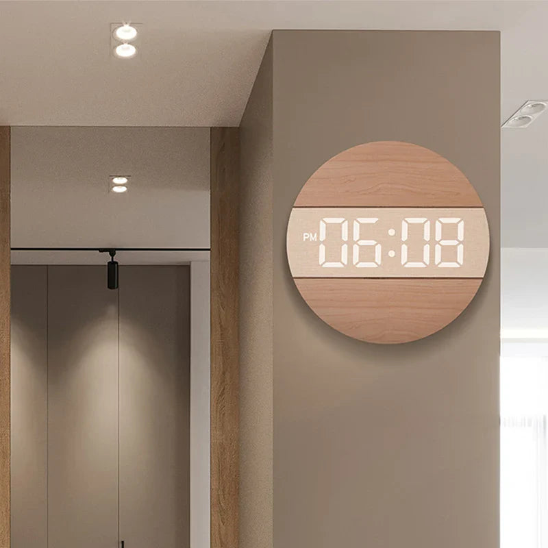 Horloge Murale LED en Bois – Alliance High-Tech et Nature