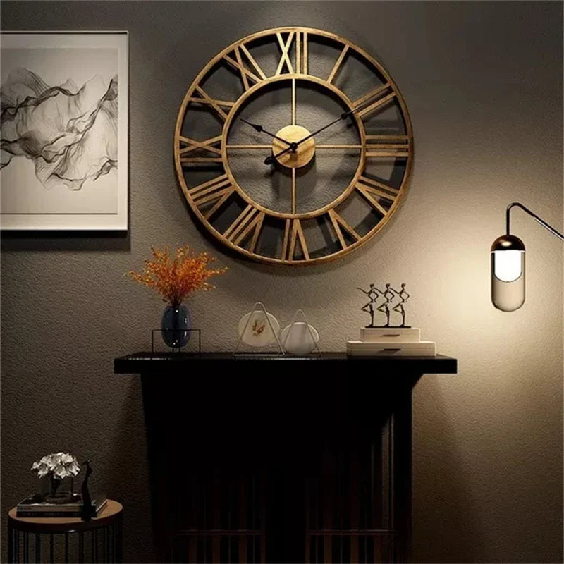 Horloge Murale Vintage – Élégance Rétro en Métal Vieilli