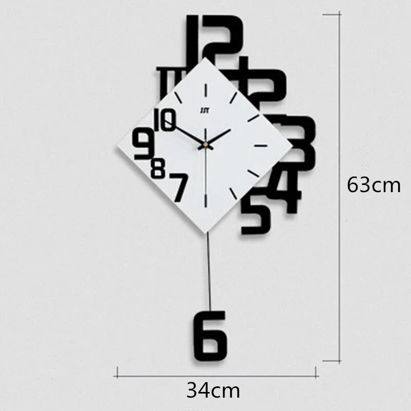 Horloge Murale Design Carré Noir et Blanc