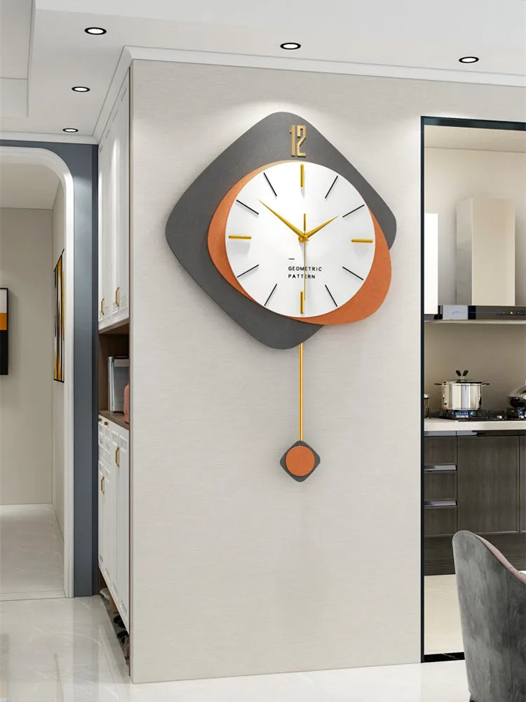Horloge murale Design en bois et métal - Idéale pour salon et bureau