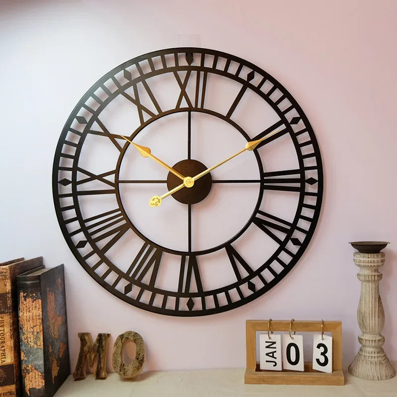 Horloge Murale Industrielle Vintage – Éclat Européen