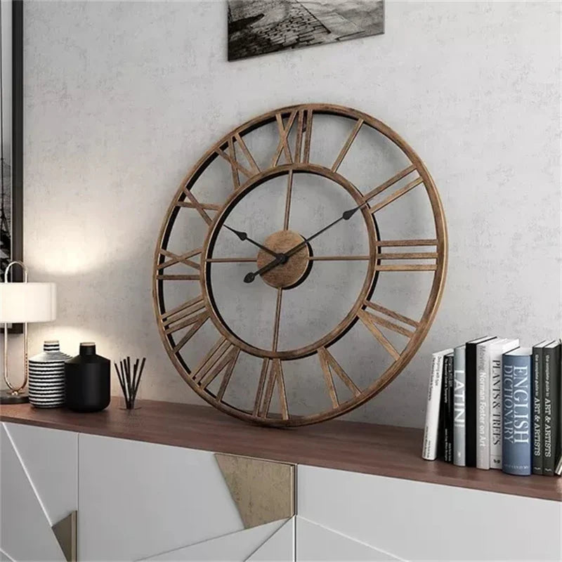 Horloge Murale Vintage – Élégance Rétro en Métal Vieilli