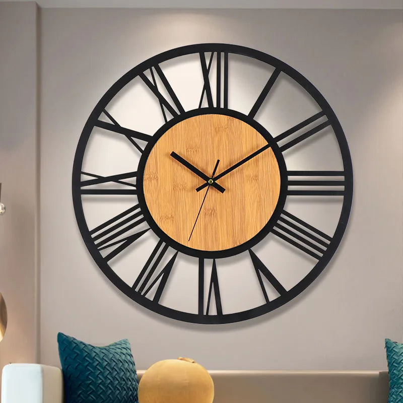 Horloge Murale Industrielle – Alliance Bois et Métal Vintage