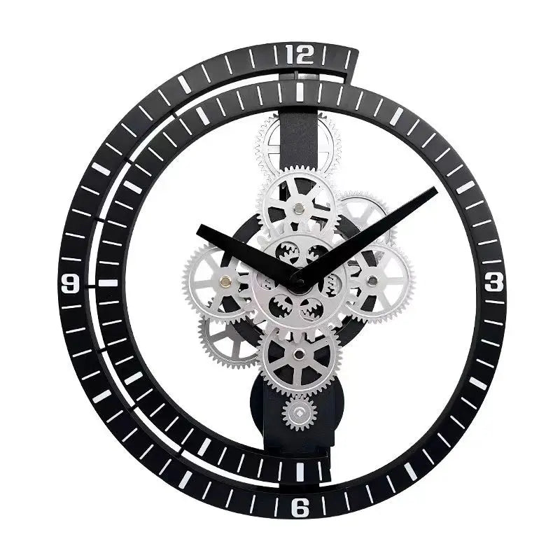 Horloge Murale Industrielle - Couleur Argenté, Doré ou Noir