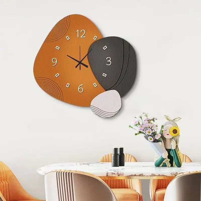 Horloge Murale Abstraite – Harmonie des Formes et Couleurs