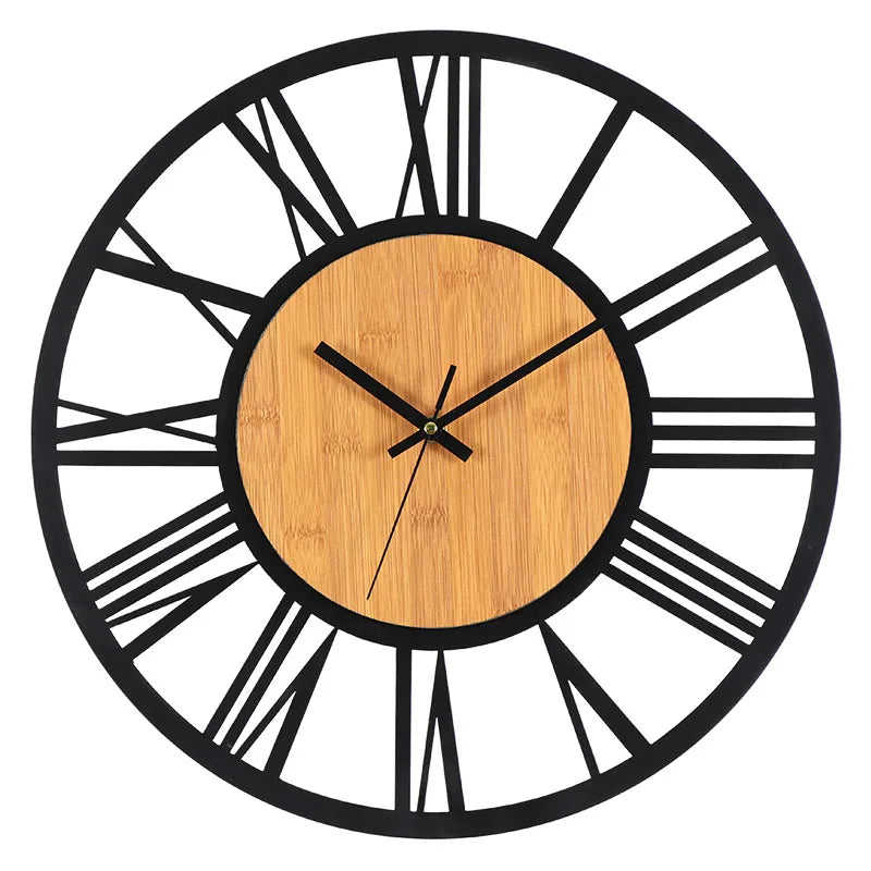 Horloge Murale Industrielle – Alliance Bois et Métal Vintage