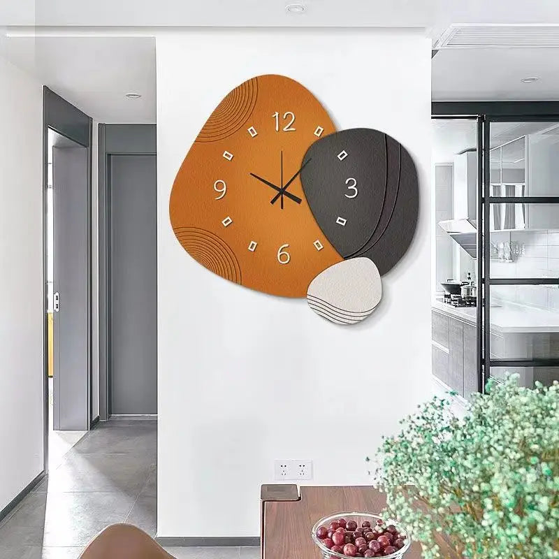 Horloge Murale Abstraite – Harmonie des Formes et Couleurs