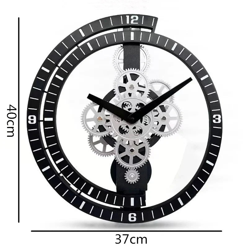 Horloge Murale Industrielle - Couleur Argenté, Doré ou Noir