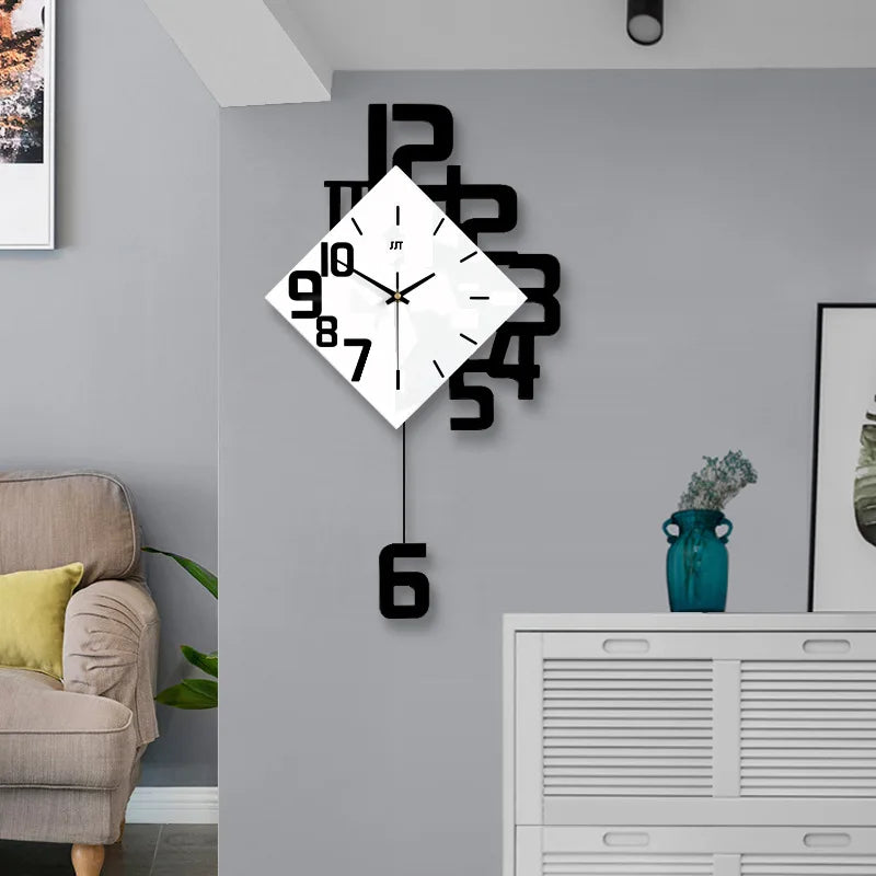 Horloge Murale Design Carré Noir et Blanc