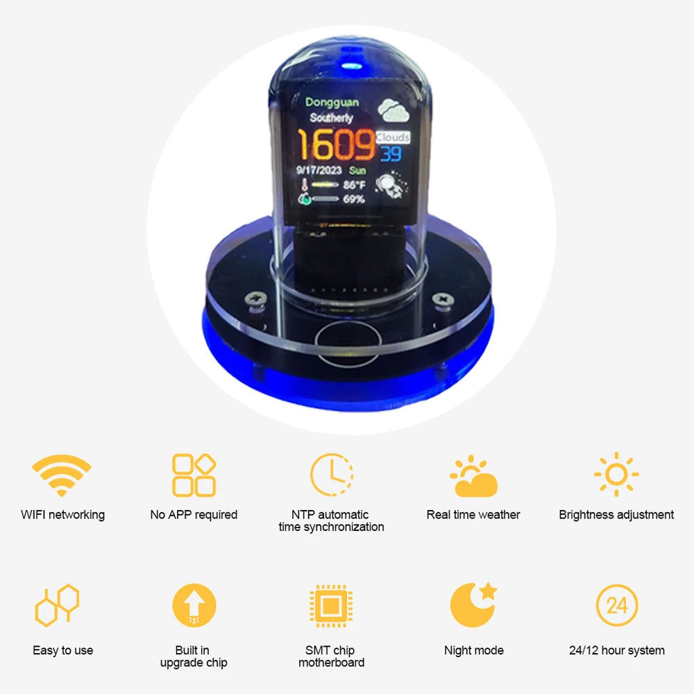 Horloge LED sous cloche