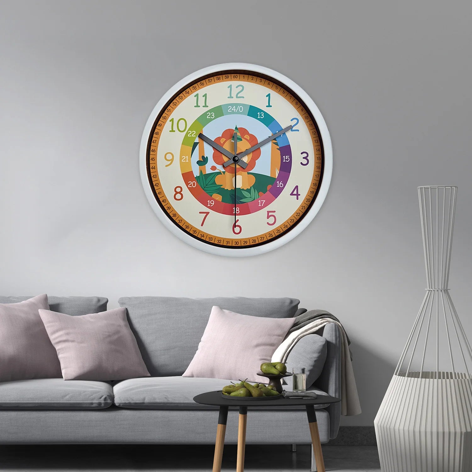 Horloge Murale Éducative Lion