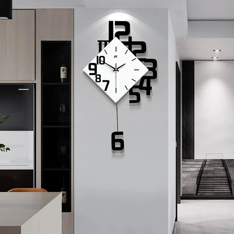 Horloge Murale Design Carré Noir et Blanc
