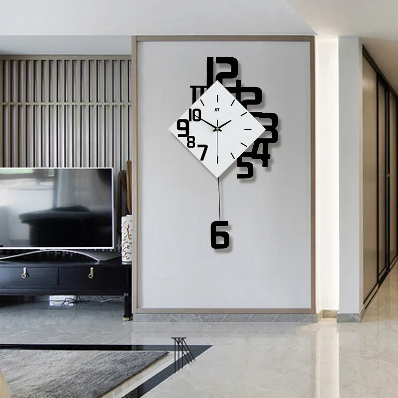 Horloge Murale Design Carré Noir et Blanc