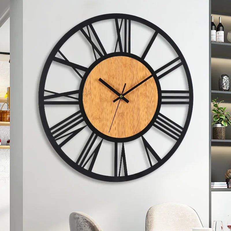 Horloge Murale Industrielle – Alliance Bois et Métal Vintage