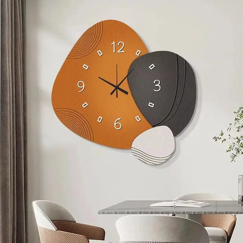 Horloge Murale Abstraite – Harmonie des Formes et Couleurs