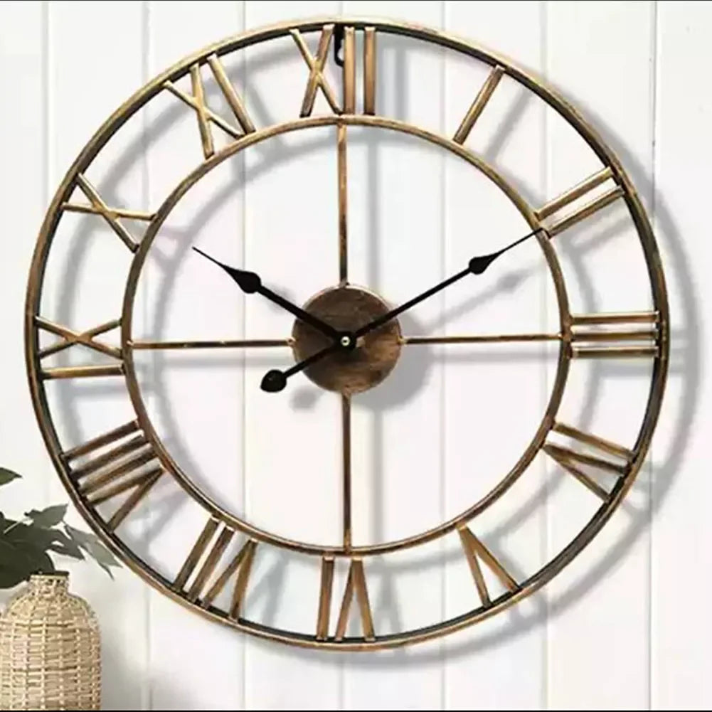Horloge Murale Vintage – Élégance Rétro en Métal Vieilli